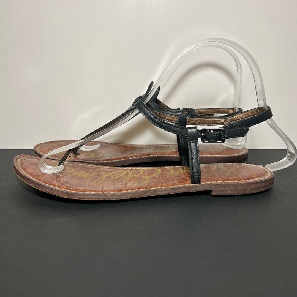 Womens SAM EDELMAN Gigi Black T Strap Sandals / Size 8 Medium - Picture 3 of 8